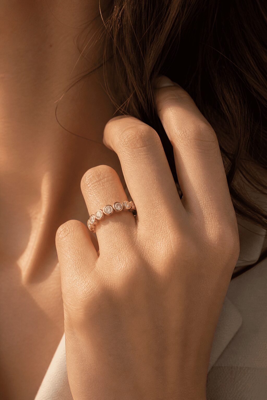 Eternity Ring Gold Bezel Crystal Band