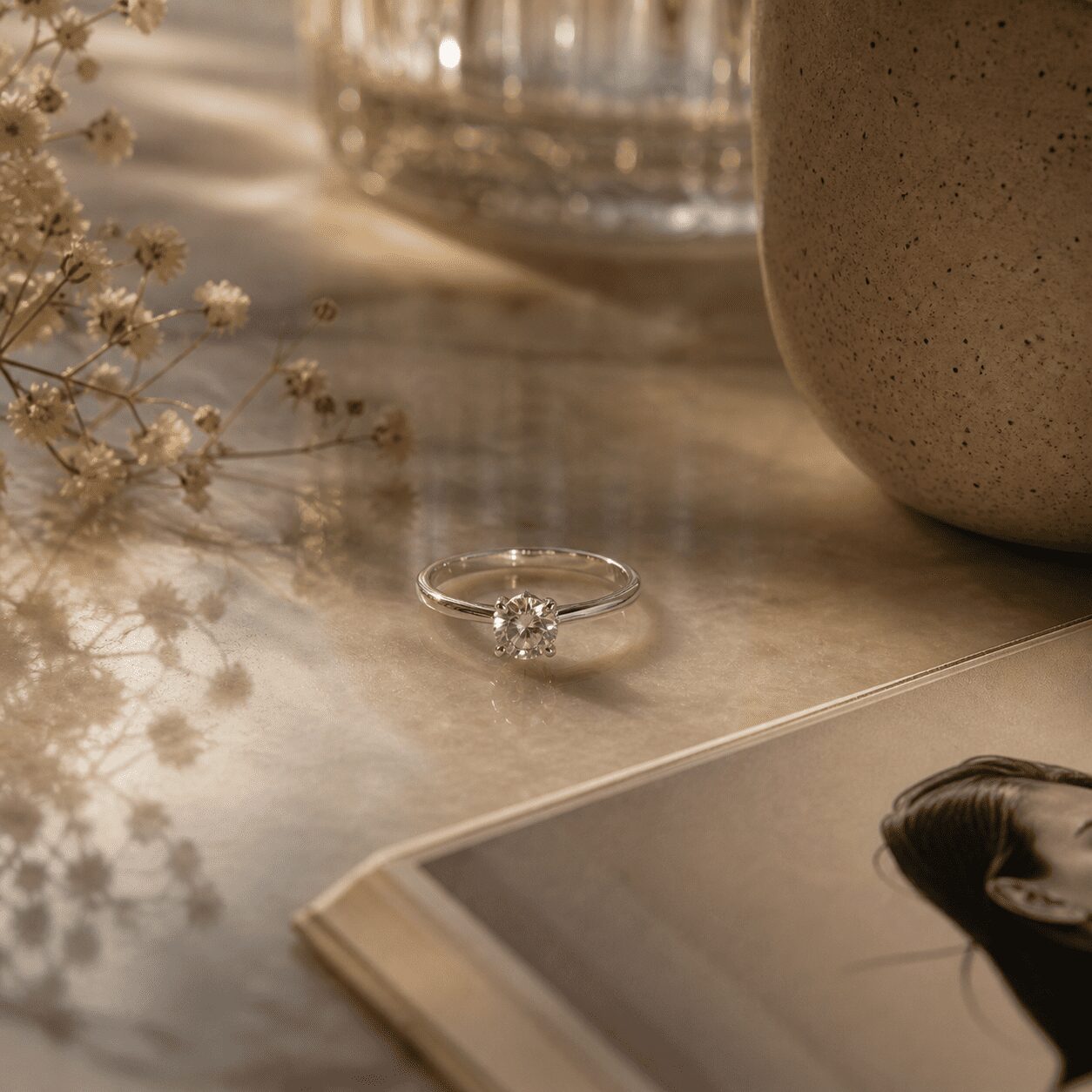 Solitaire Ring Silver — Round Cut
