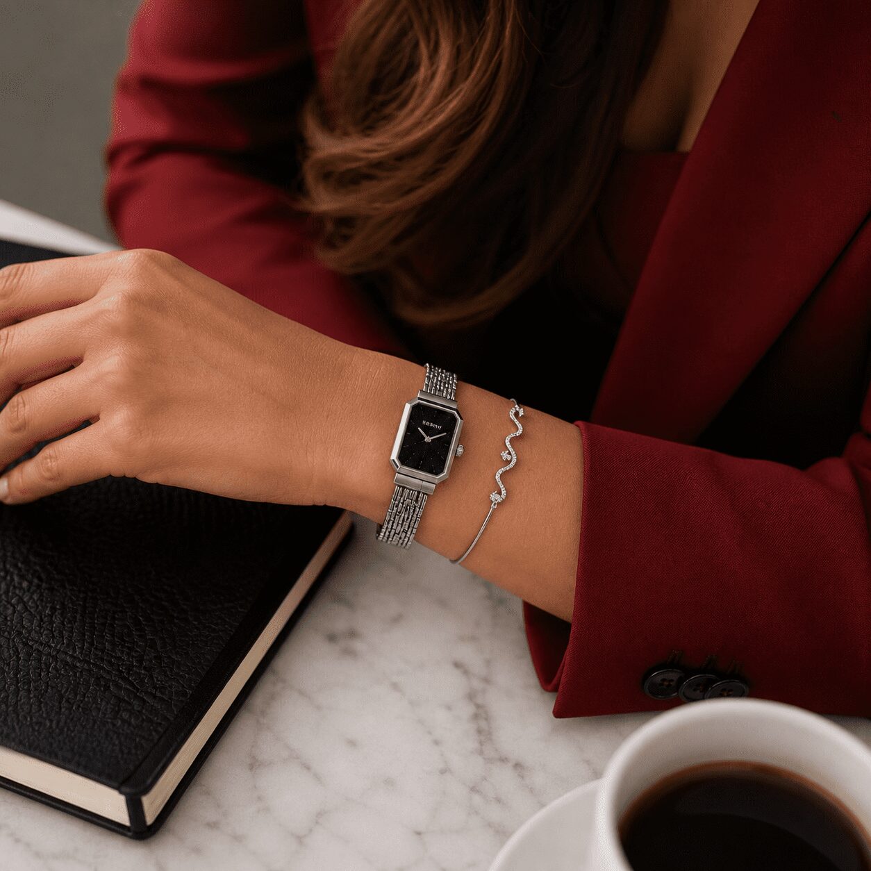 BERNY Square Bracelet Watch — Silver Steel