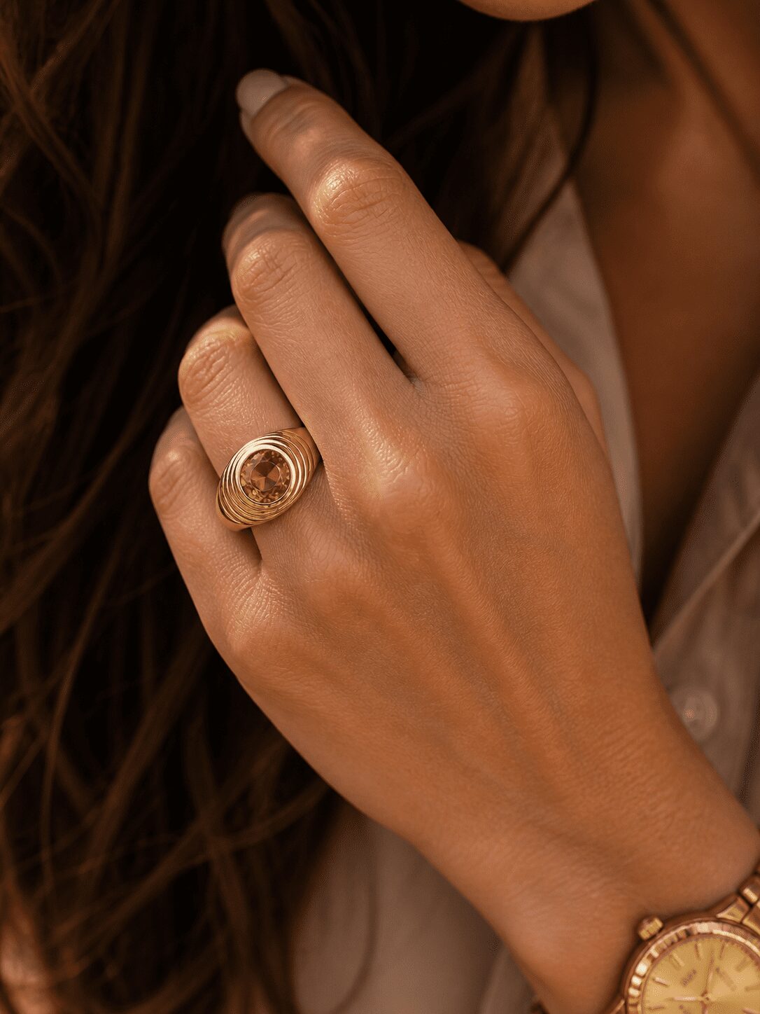 Ring Gold Champagne Oval