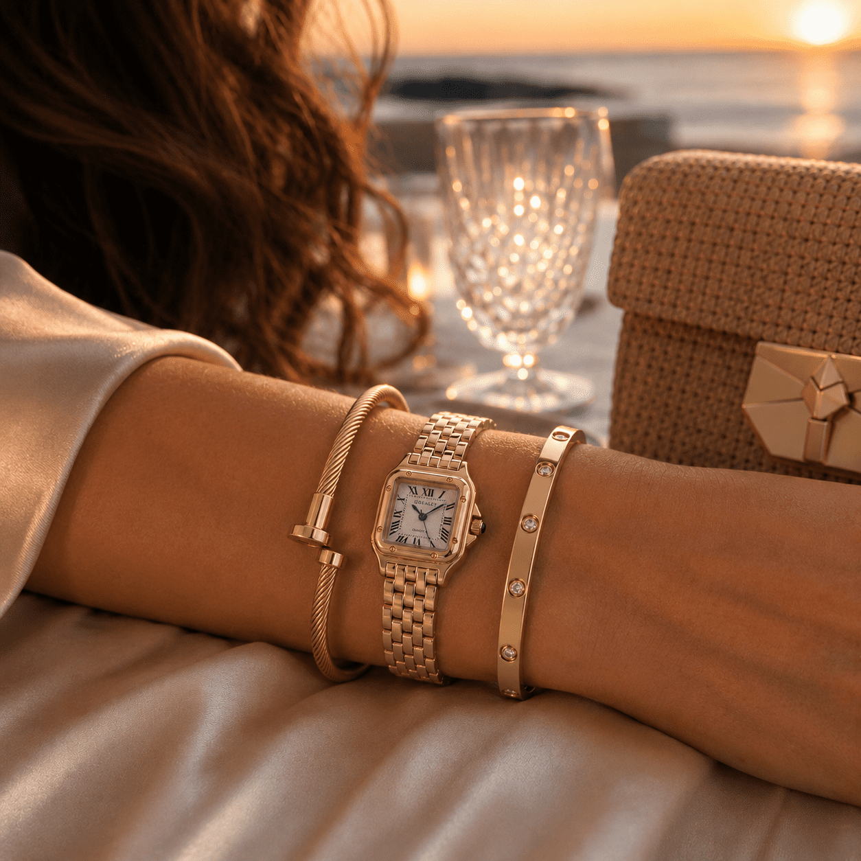 Gold Crystal Bracelet Set